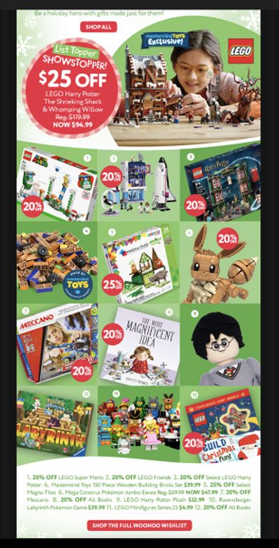 Mastermind Toys Canada: Save up to 25% on Select Lego and Building + Get A Free Lego Christmas Penguin With Any Lego Purchase over $80 ($20 value)