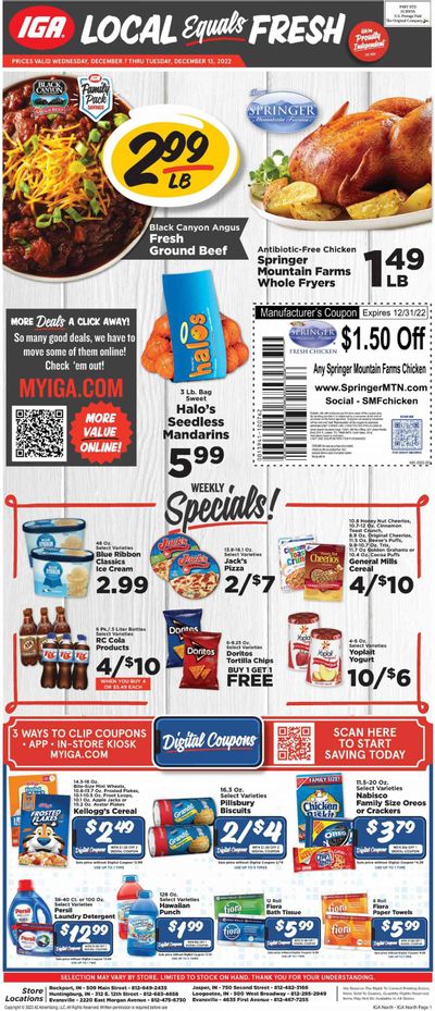 IGA (IN) Weekly Ad Flyer Specials December 7 to December 13, 2022