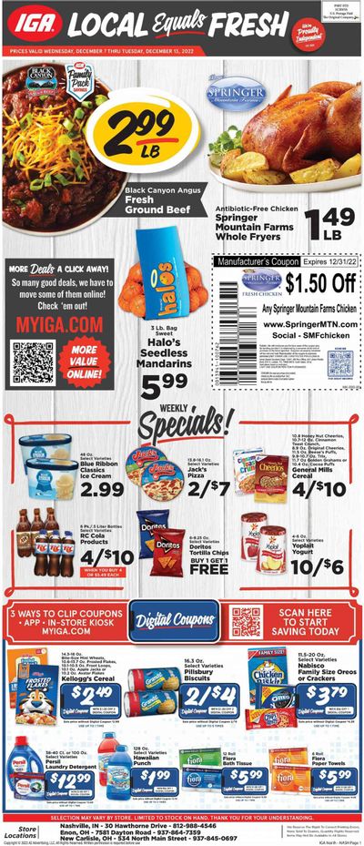 IGA (OH) Weekly Ad Flyer Specials December 7 to December 13, 2022