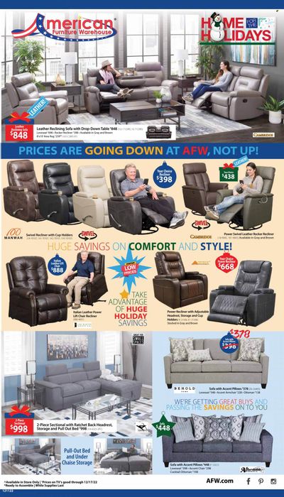 American Furniture Warehouse (AZ, CO, TX) Weekly Ad Flyer Specials December 11 to December 17, 2022