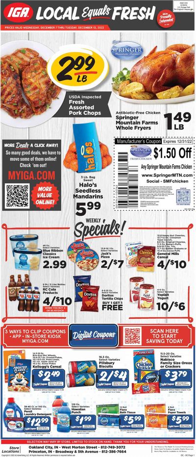IGA (IN) Weekly Ad Flyer Specials December 7 to December 13, 2022