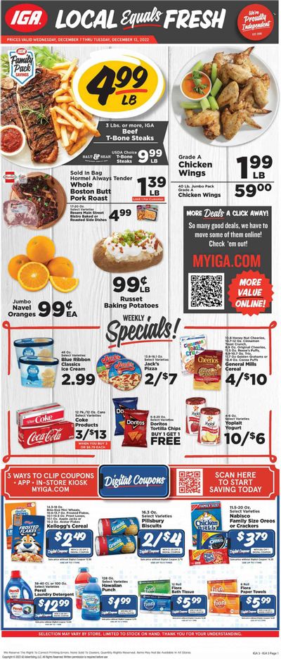 IGA (KY) Weekly Ad Flyer Specials December 7 to December 13, 2022