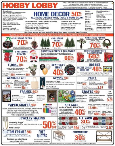 Hobby Lobby Weekly Ad Flyer Specials December 11 to December 17, 2022