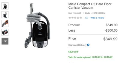 Costco.ca Miele Compact C2 Hard Floor Canister Vacuum $349.99 (Was $649.99)