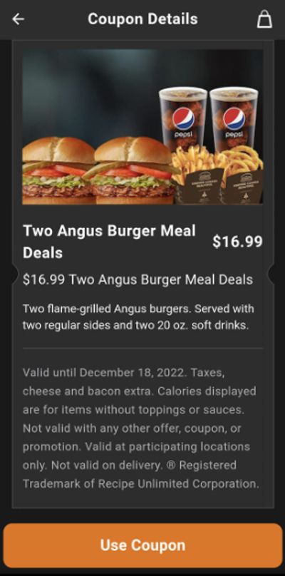 Harvey’s Canada Coupons: Two Angus Burger Meal Deals $16.99 Until December 18th