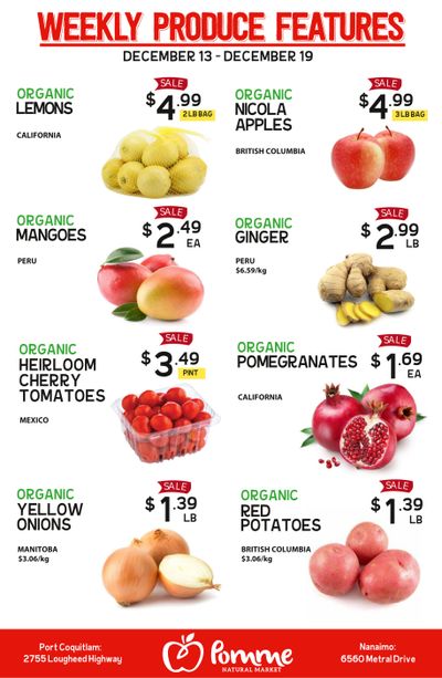 Pomme Natural Market Weekly Produce Flyer December 13 to 19