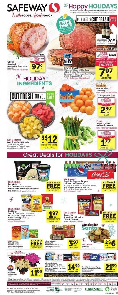 Safeway (SD) Weekly Ad Flyer Specials December 14 to December 25, 2022