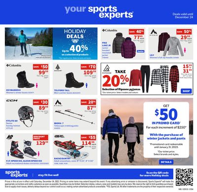 Sports Experts Holiday Deals Flyer December 12 to 24