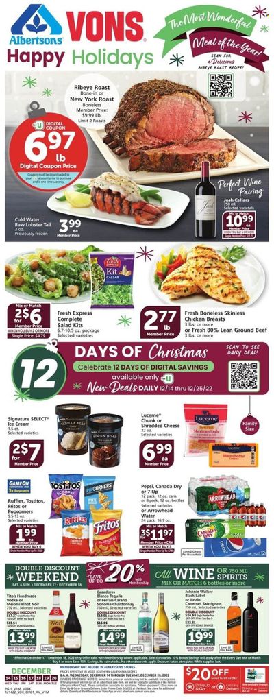 Vons (CA) Weekly Ad Flyer Specials December 14 to December 20, 2022