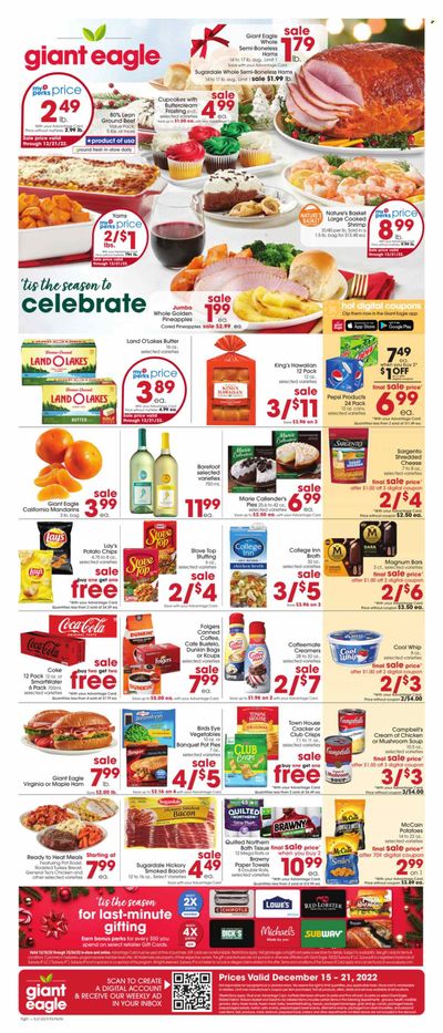 Giant Eagle (OH, PA) Weekly Ad Flyer Specials December 15 to December 21, 2022