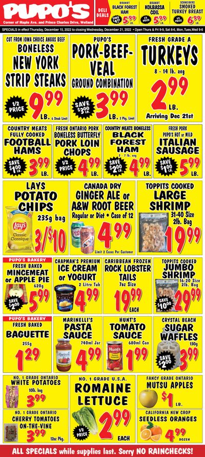 Pupo's Food Market Flyer December 15 to 21