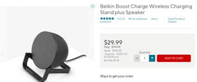 Staples.ca: Belkin Boost Charge Wireless Charging Stand plus Speaker $29.99 (Was $73.99)