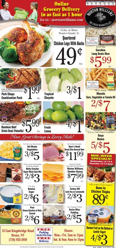 Morton Williams (NY) Weekly Ad Flyer Specials December 9 to December 15, 2022