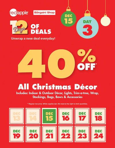 The Bargain Shop & Red Apple Stores 12 Days Of Deals December 15