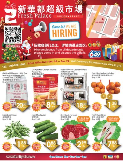 Fresh Palace Supermarket Flyer December 16 to 22