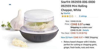 Amazon Canada Deals: Save 61% on Starfrit Mini Rolling Chopper + Philips Sonicare for Kids Electric Toothbrush