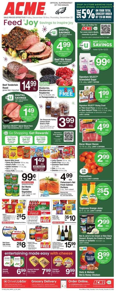 ACME (DE, NJ, NY, PA) Weekly Ad Flyer Specials December 16 to December 22, 2022