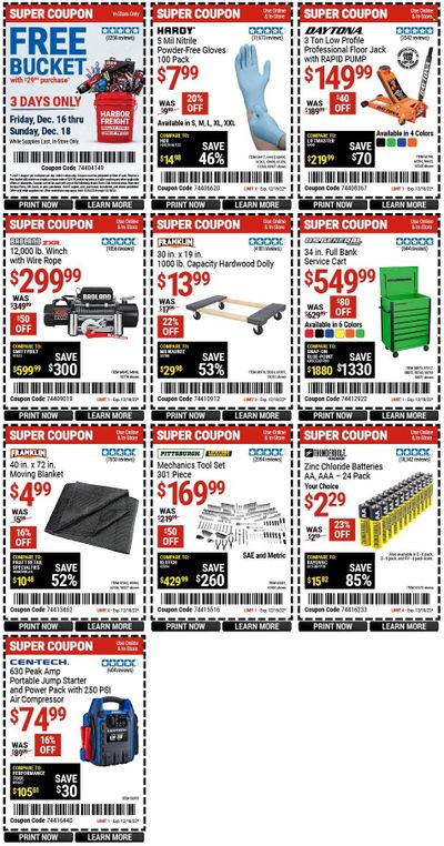Harbor Freight Weekly Ad Flyer Specials December 16 to December 18, 2022