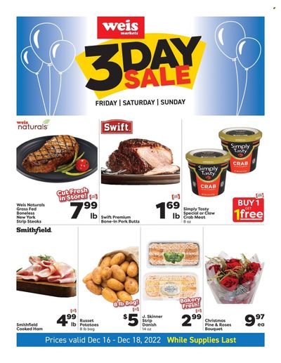 Weis (MD, NY, PA) Weekly Ad Flyer Specials December 16 to December 18, 2022