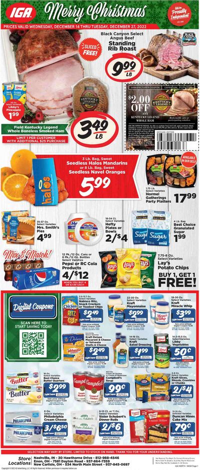 IGA (OH) Weekly Ad Flyer Specials December 14 to December 27, 2022