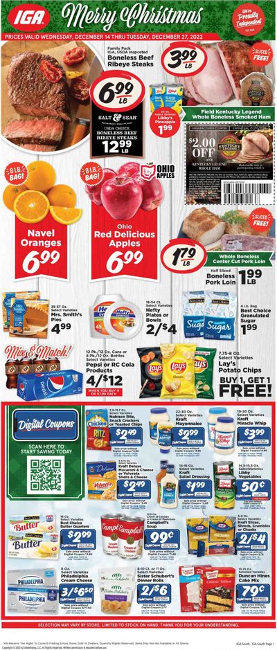 IGA (KY) Weekly Ad Flyer Specials December 14 to December 27, 2022