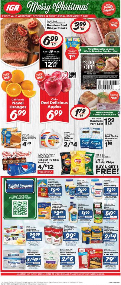 IGA (KY) Weekly Ad Flyer Specials December 14 to December 27, 2022