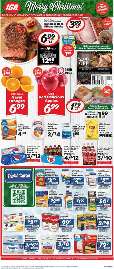 IGA (KY) Weekly Ad Flyer Specials December 14 to December 27, 2022