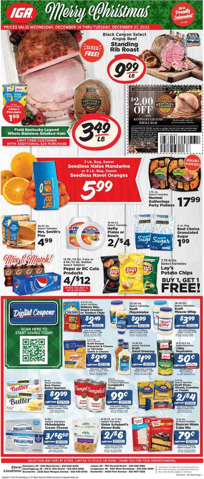 IGA (IN) Weekly Ad Flyer Specials December 14 to December 27, 2022