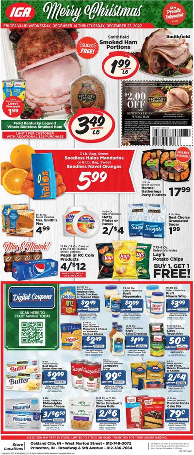 IGA (IN) Weekly Ad Flyer Specials December 14 to December 27, 2022