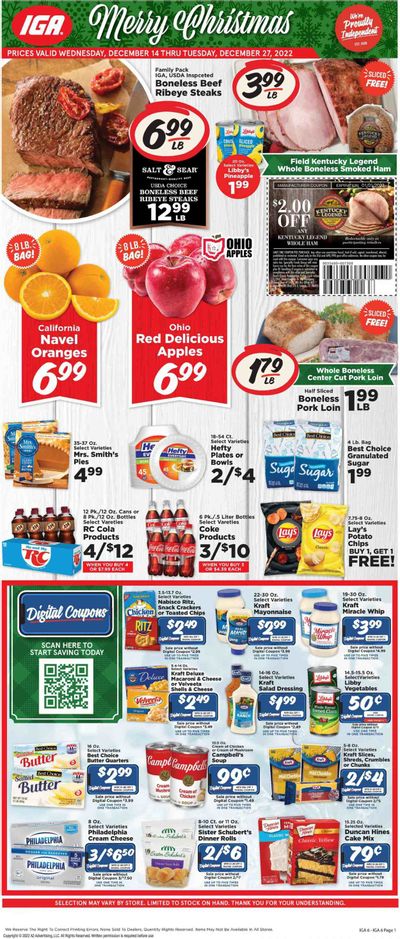 IGA (TN) Weekly Ad Flyer Specials December 14 to December 27, 2022