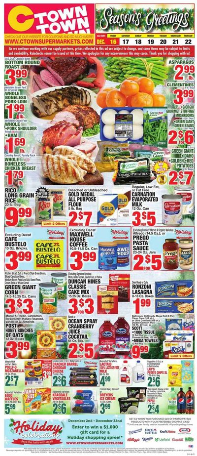 C-Town (CT, FL, MA, NJ, NY, PA) Weekly Ad Flyer Specials December 16 to December 22, 2022