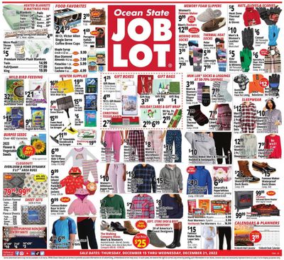 Ocean State Job Lot (CT, MA, ME, NH, NJ, NY, RI, VT) Weekly Ad Flyer Specials December 15 to December 21, 2022