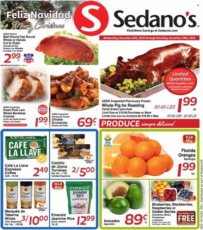 Sedano's Weekly Ad Flyer Specials December 14 to December 24, 2022