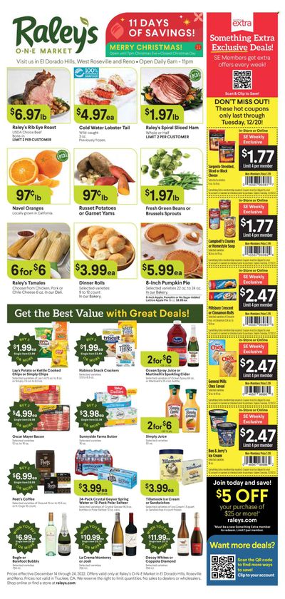 Raley's (CA, NV) Weekly Ad Flyer Specials December 14 to December 24, 2022
