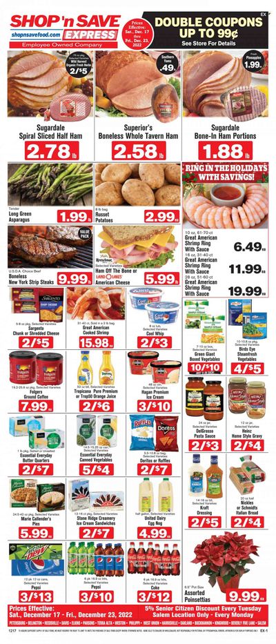 Shop ‘n Save Express (MD, PA, WV) Weekly Ad Flyer Specials December 17 to December 23, 2022