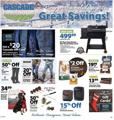 Cascade Farm And Outdoor (OR, WA) Weekly Ad Flyer Specials December 14 to December 27, 2022