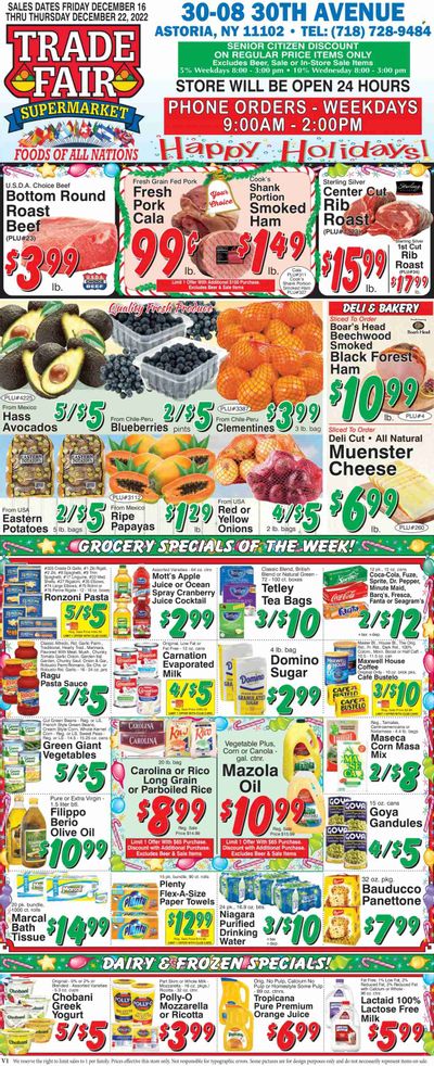 Trade Fair Supermarket (NY) Weekly Ad Flyer Specials December 16 to December 22, 2022
