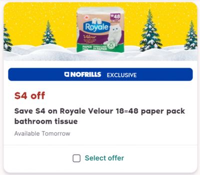 No Frills Canada 24 Days of Hauliday Yays Day 19 Offer: Save $4 on Royale Velour 18=48 Paper Pack
