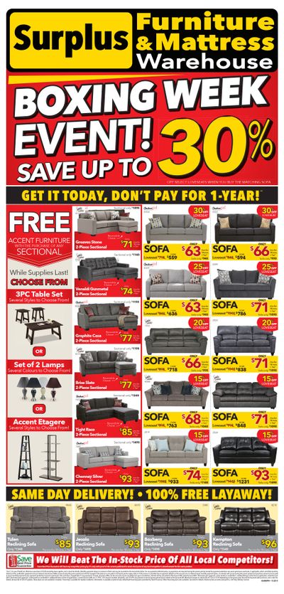 Surplus Furniture & Mattress Warehouse (St. John's) Flyer December 19 to January 1