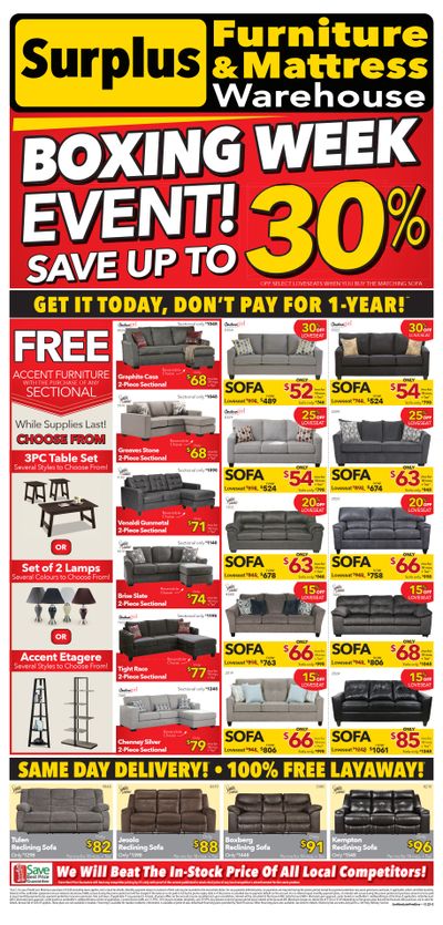 Surplus Furniture & Mattress Warehouse (Dartmouth) Flyer December 19 to January 1