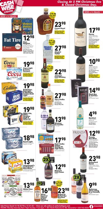 Cash Wise Liquor Only (MN) Weekly Ad Flyer Specials December 18 to December 24, 2022