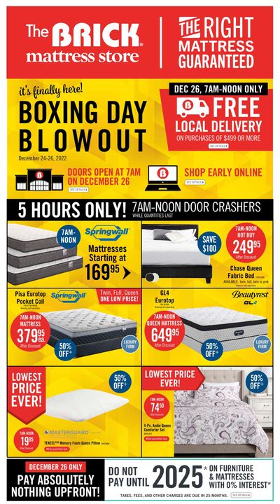 The Brick Mattress Store Boxing Day/Week Blowout Flyer December 20 to January 2