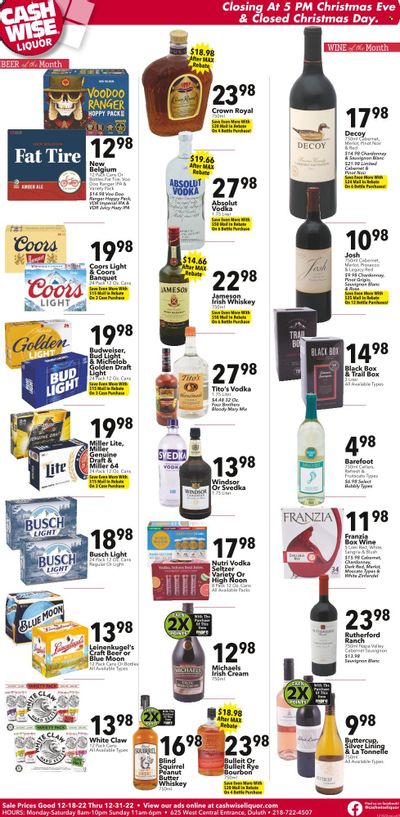 Cash Wise Liquor Only (MN) Weekly Ad Flyer Specials December 18 to December 24, 2022