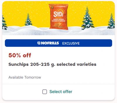 No Frills Canada 24 Days of Hauliday Yays Offers Day 20: Get 50% off Sun Chips Digital Coupon