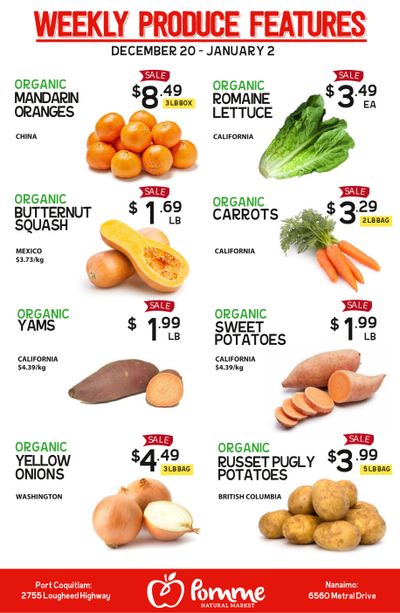 Pomme Natural Market Weekly Produce Flyer December 20 to January 2