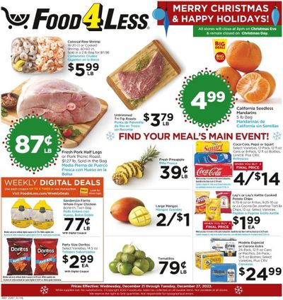 Food 4 Less (CA) Weekly Ad Flyer Specials December 21 to December 27, 2022