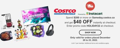 Costco Canada SameDay Delivery Boxing Day / Boxing Week HUGE Promo Code: $40 off $200