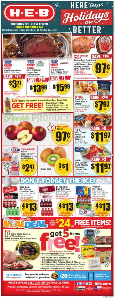 H-E-B (TX) Weekly Ad Flyer Specials December 21 to December 24, 2022