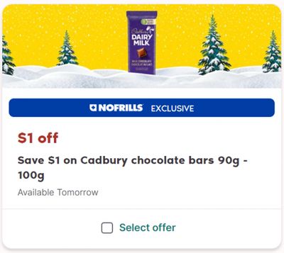 No Frills Ontario 24 Days of Hauliday Yays Offers Day 21: Save $1 on Cadbury Dairy Milk Chocolate Bars Digital Coupon