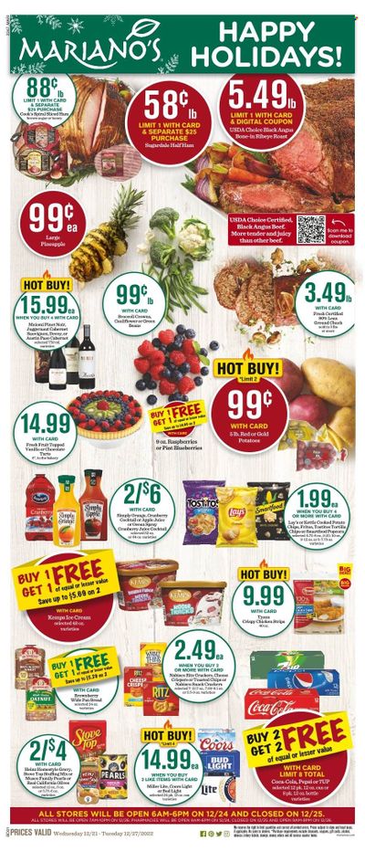 Mariano’s (IL) Weekly Ad Flyer Specials December 21 to December 27, 2022